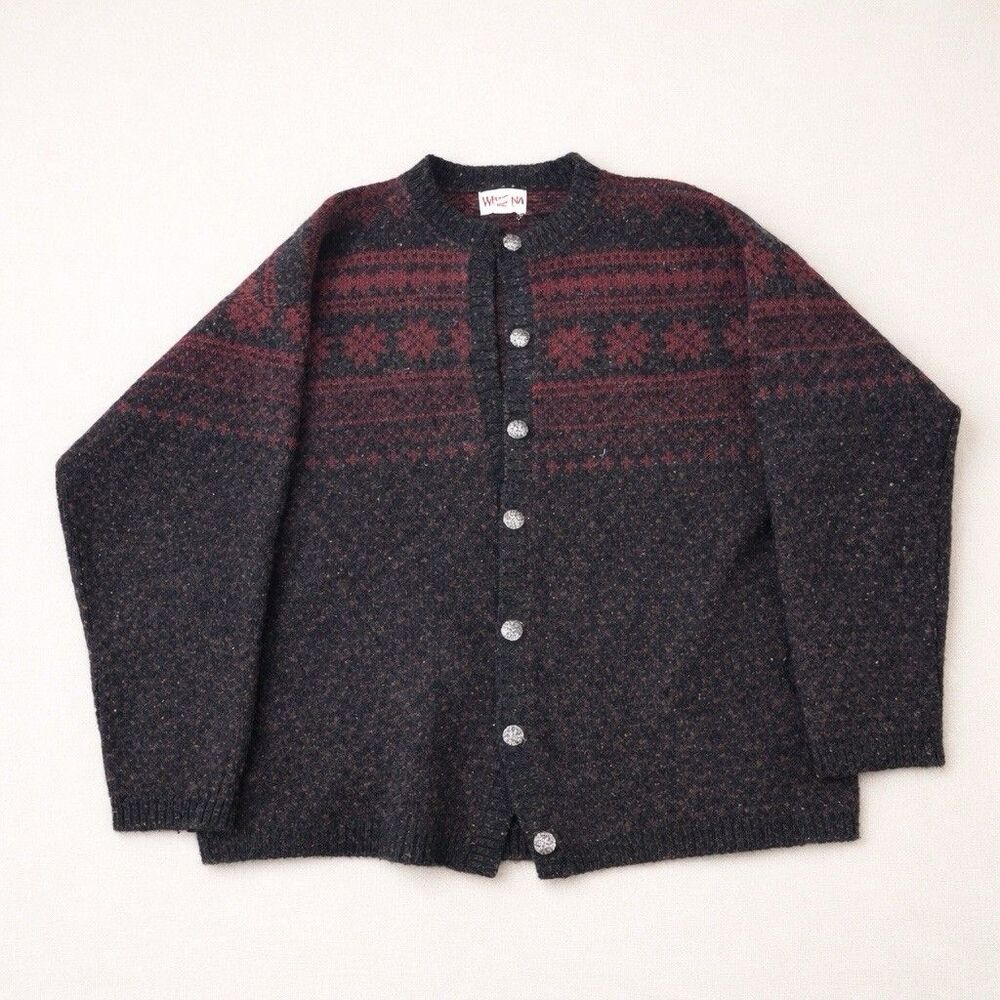 Winona Women's Size L Vintage Fair Isle Wool Button Up Cardigan Sweater